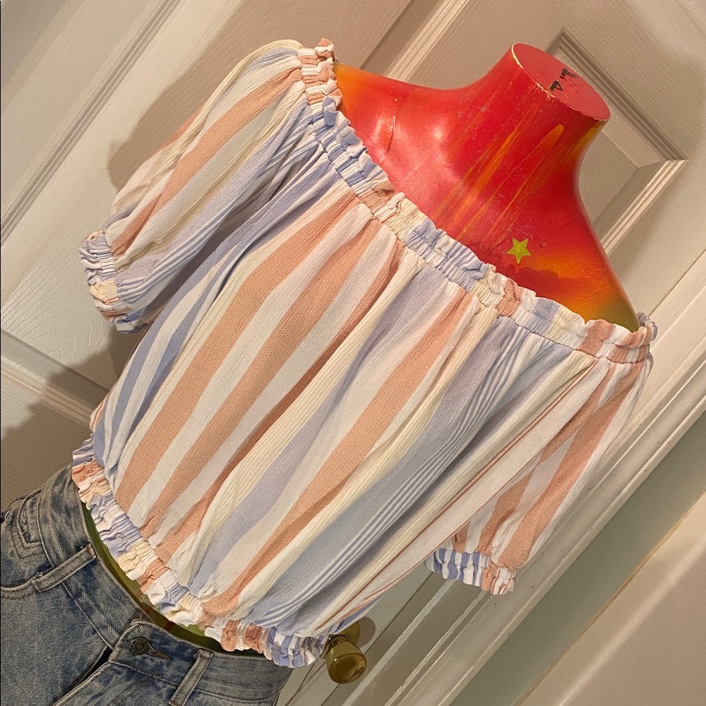Elegant Striped Off-Shoulder Blouse